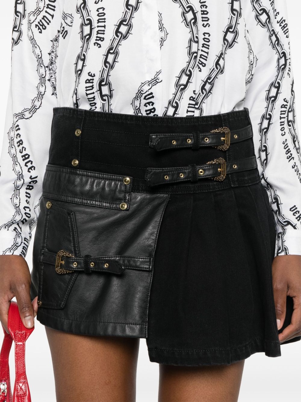 decorative-buckle details mini skirt - 5