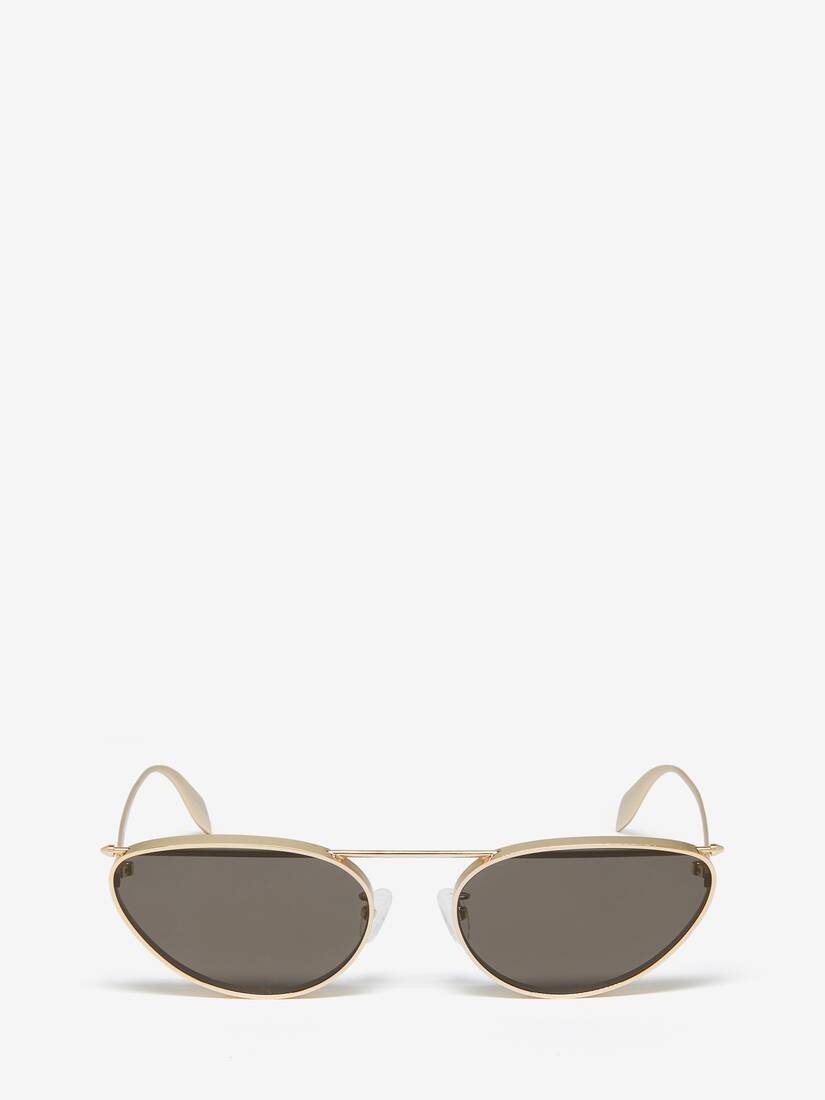Women's Front Piercing Cat-eye Sunglasses in Light Gold/smoke - 1