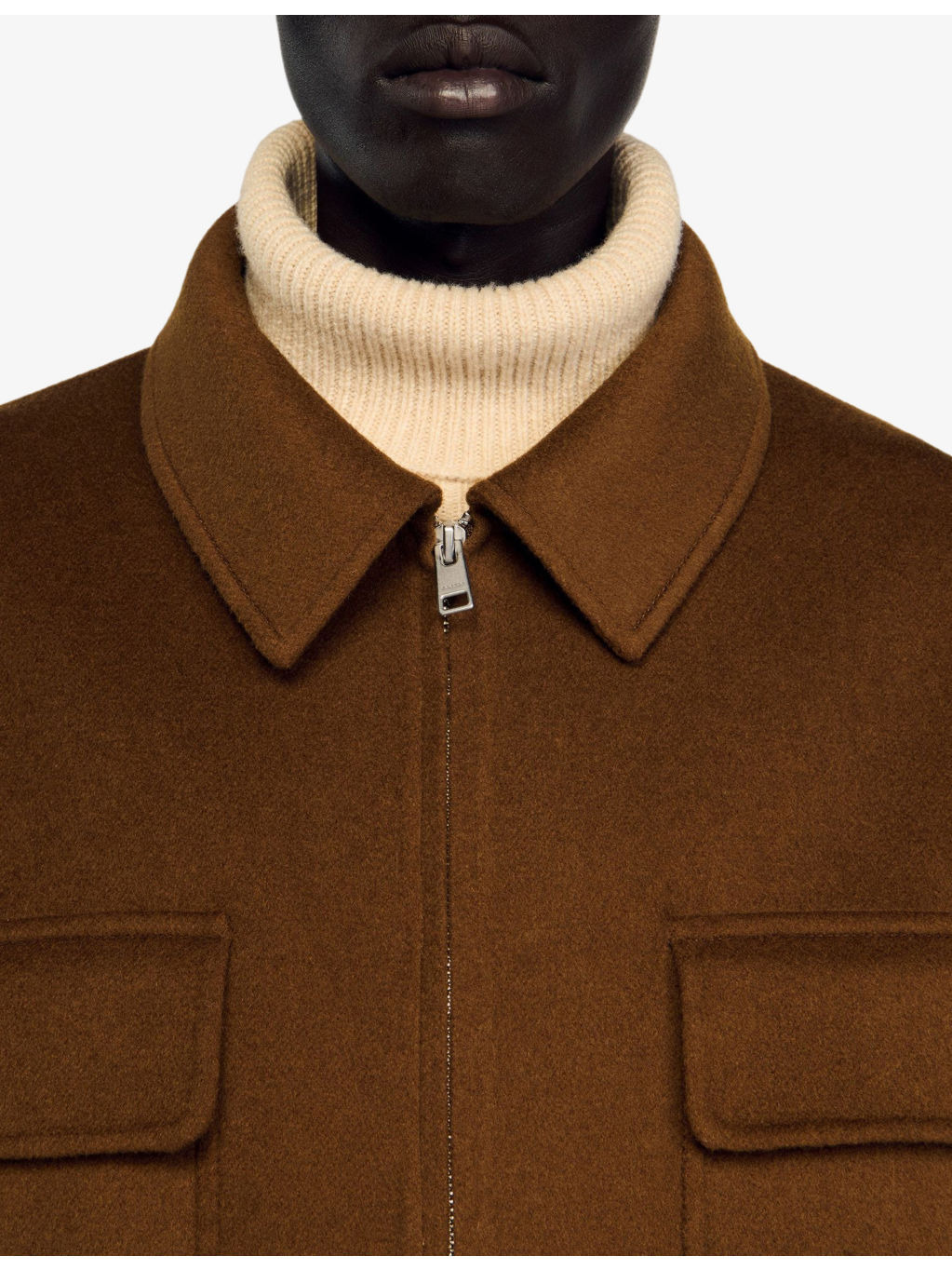 Chest-pocket zip-fastened wool-blend jacket - 5