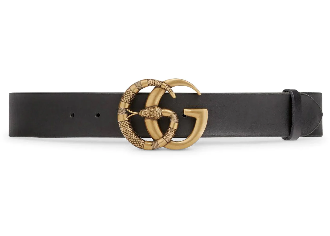 Leather belt with Double G buckle with snake - 1