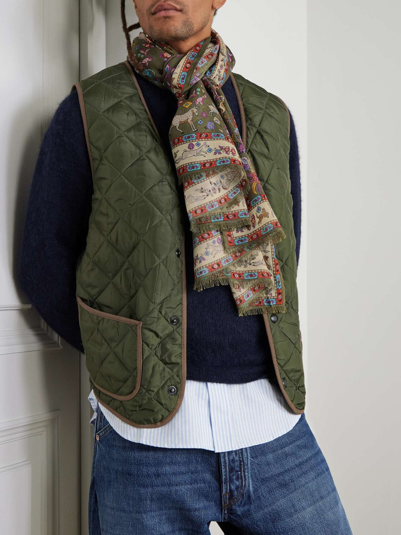 Drake's Summer Moghul Frayed Printed Wool and Silk-Blend Scarf outlook
