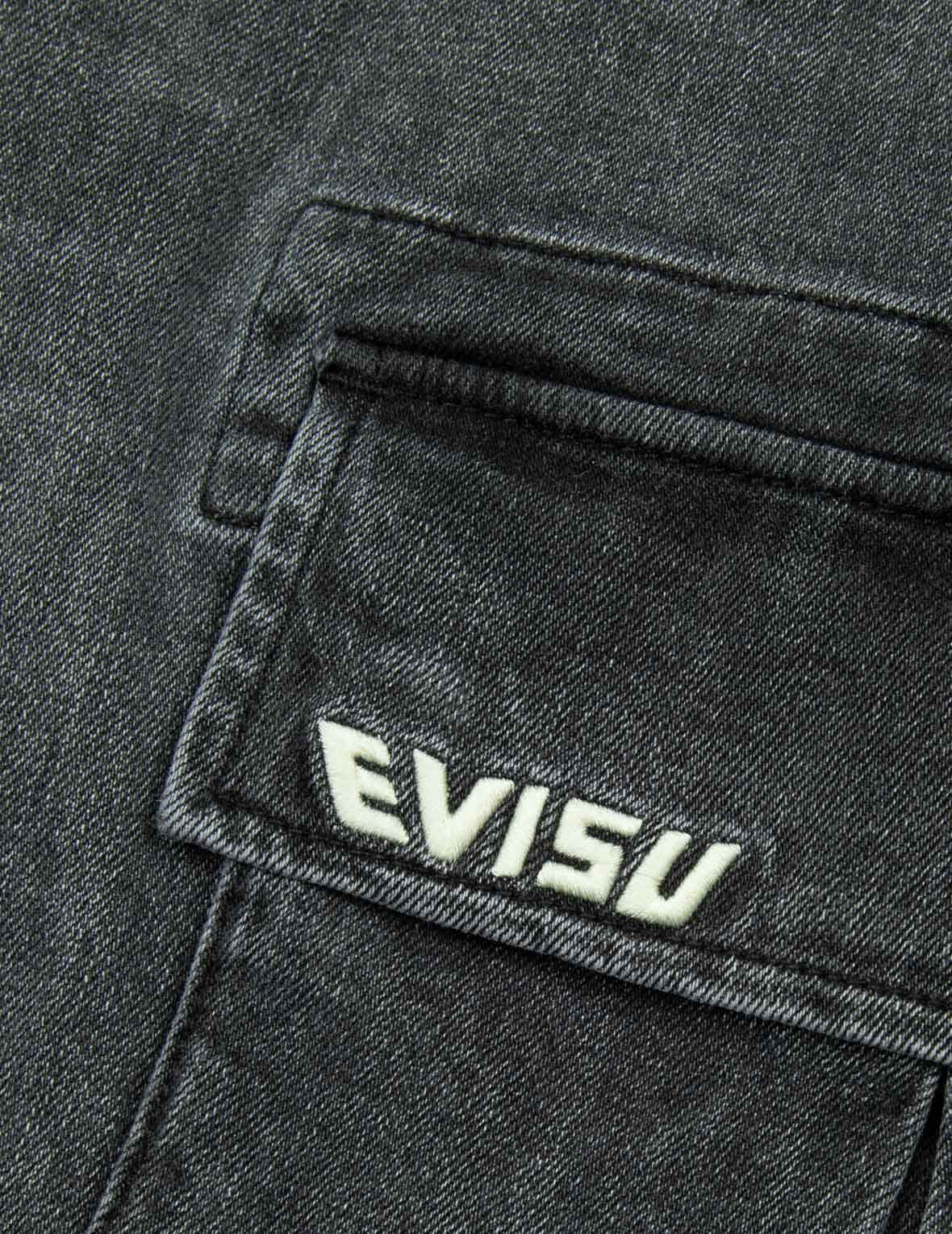 SEAFULL AND LOGO FLAG PRINT FASHION FIT DENIM CARGO SHORTS - 9