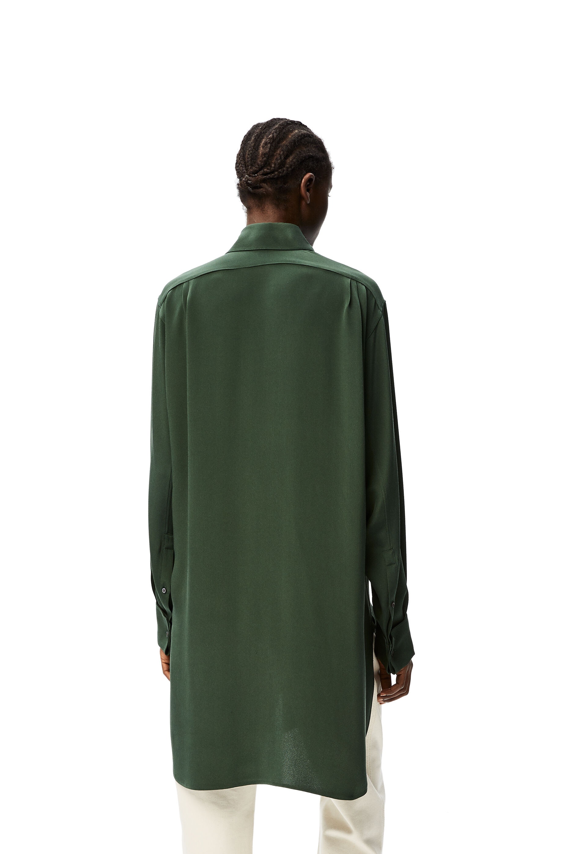 Long oversize shirt in silk crepe de chine - 4