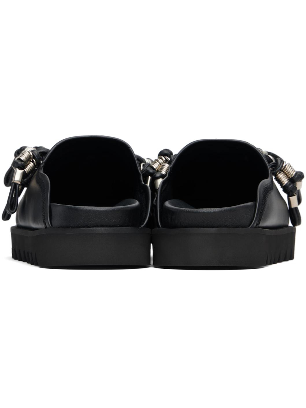 Black Beads Motif Sabot Slip-on Loafers - 2