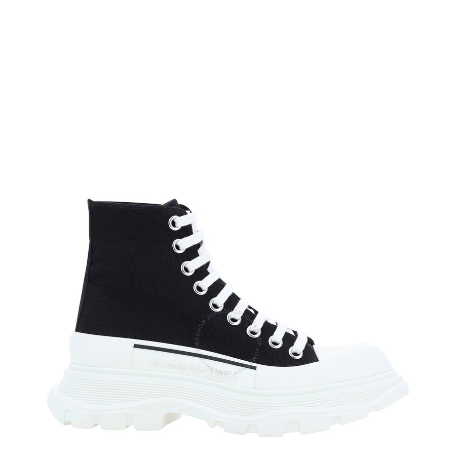 Alexander McQueen Ladies Black/White Tread Slick Boots - 1