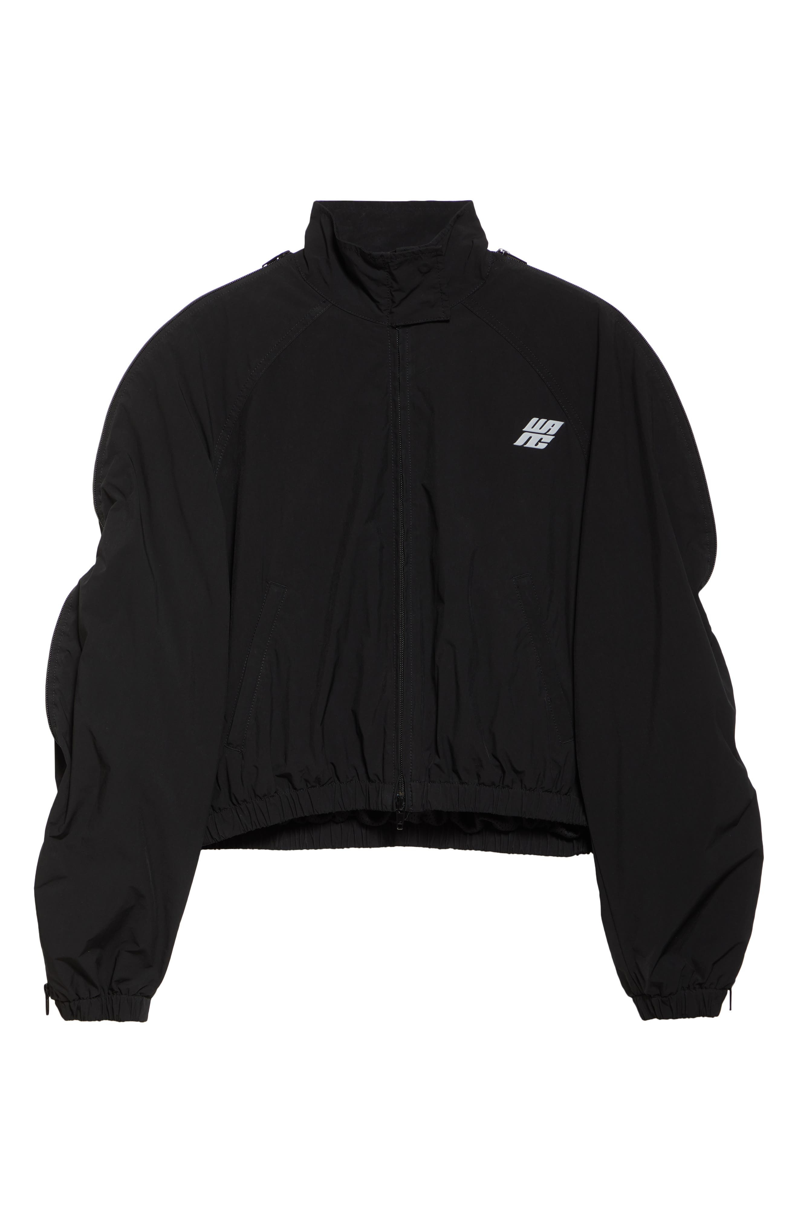 Alexander Wang Zip Sleeve Oversize Crop Track Jacket in Black at Nordstrom - 7