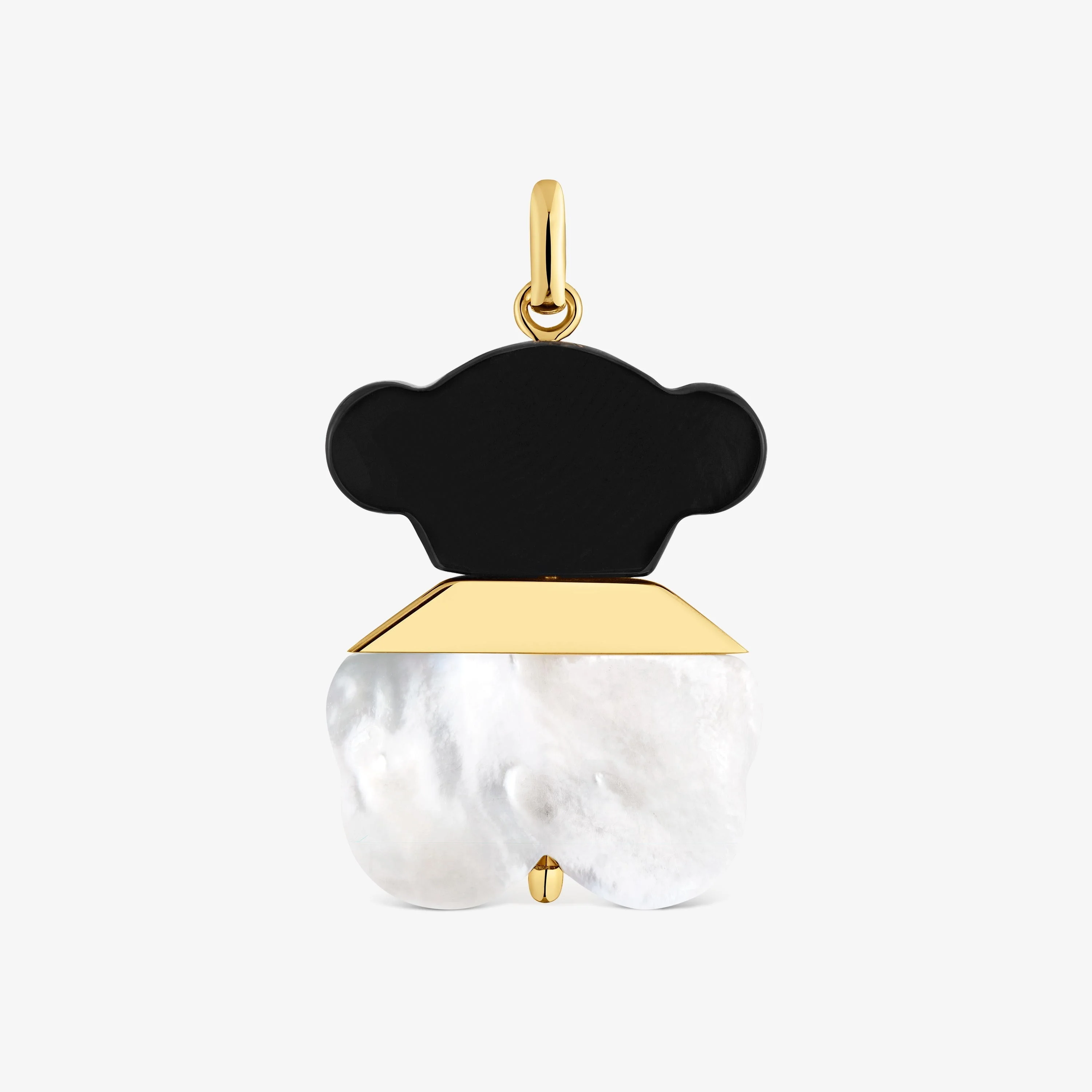 25 mm Pendant with 18K gold vermeil, mother-of-pearl and onyx Sweet Dolls - 1