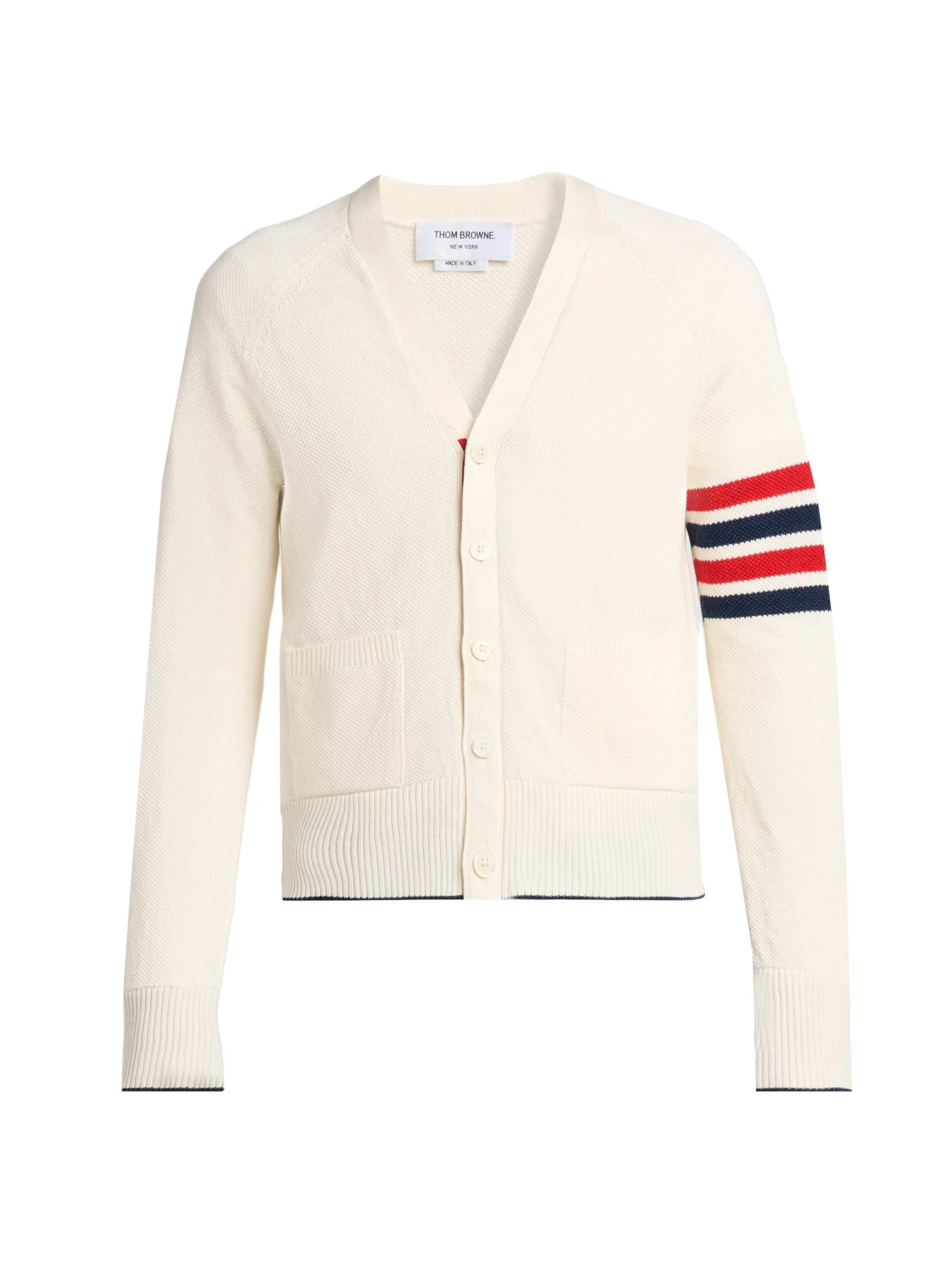 Men's Crossover Tuck Stitch Relaxed-Fit Linen-Cotton Cardigan - White - 1