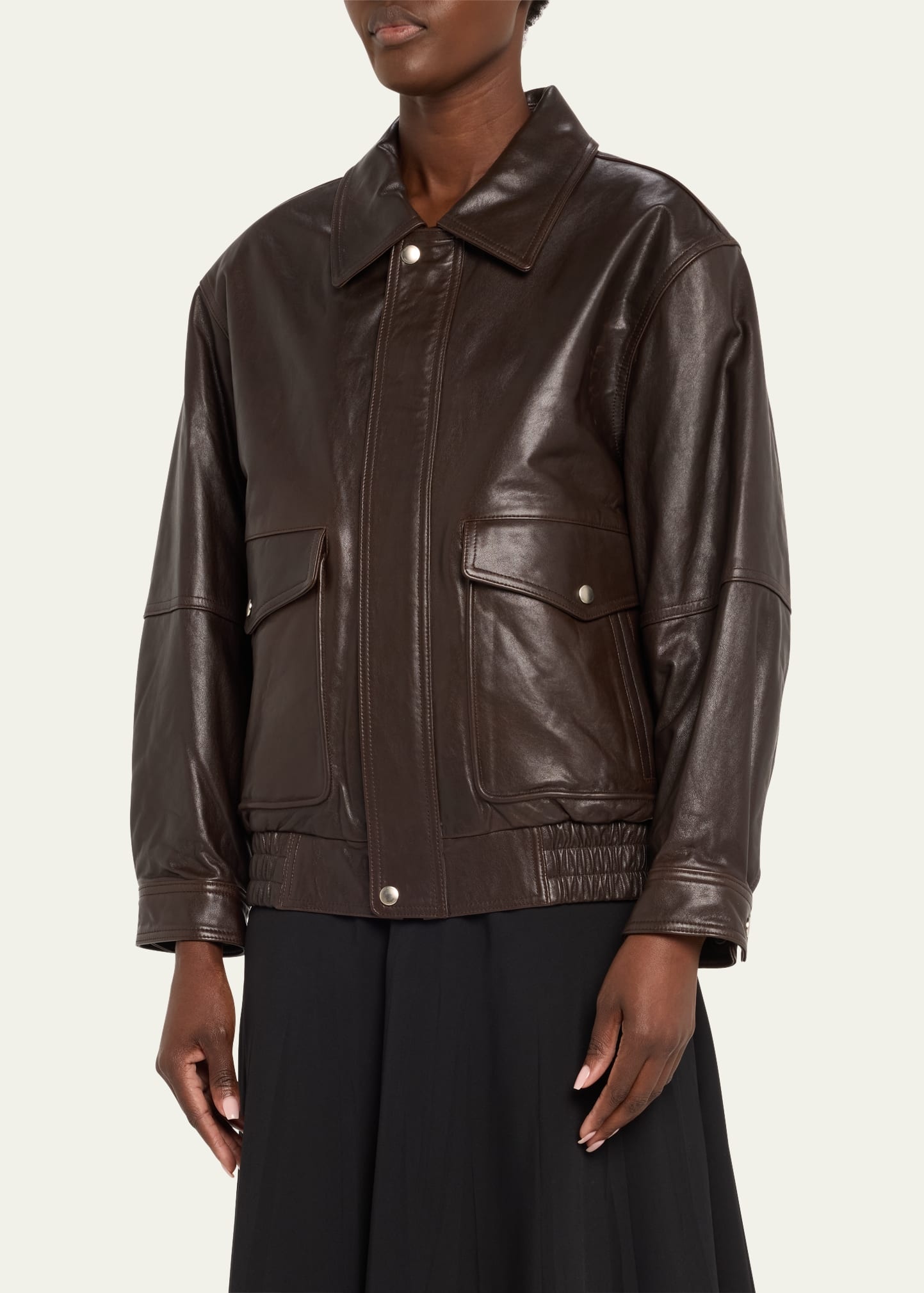 Vintage-Inspired Blouson Leather Jacket - 4