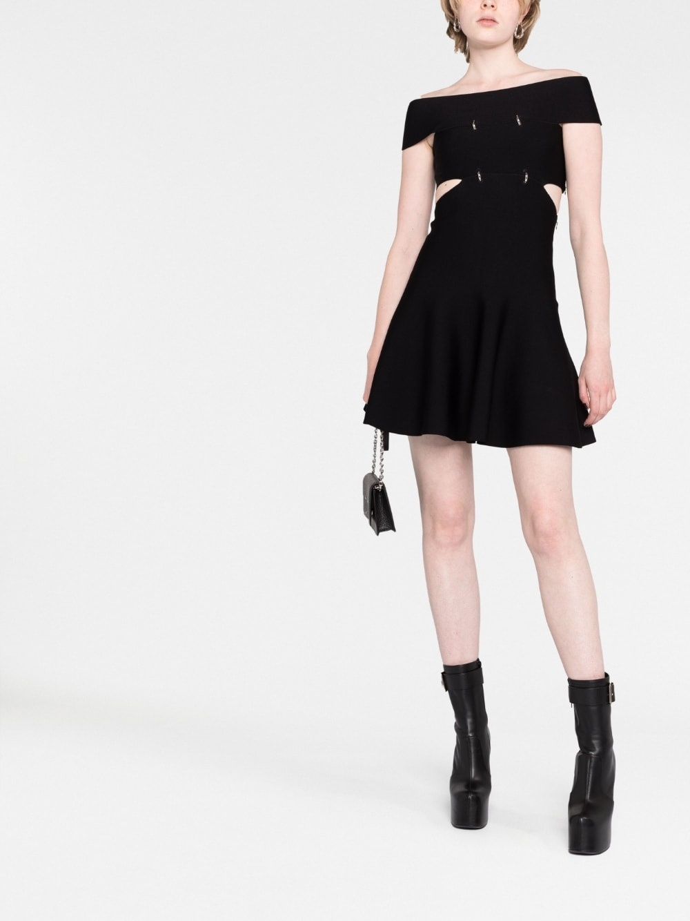 cut-out off-shoulder flared mini dress - 2