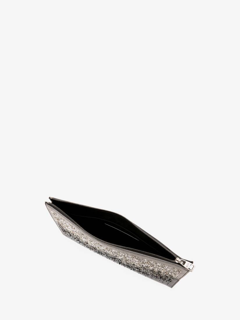 Four Ring Flat Pouch in Black/grey - 4