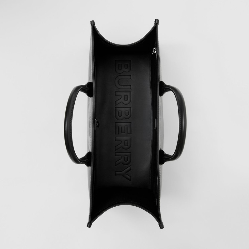 Embossed Check Leather Tote 5