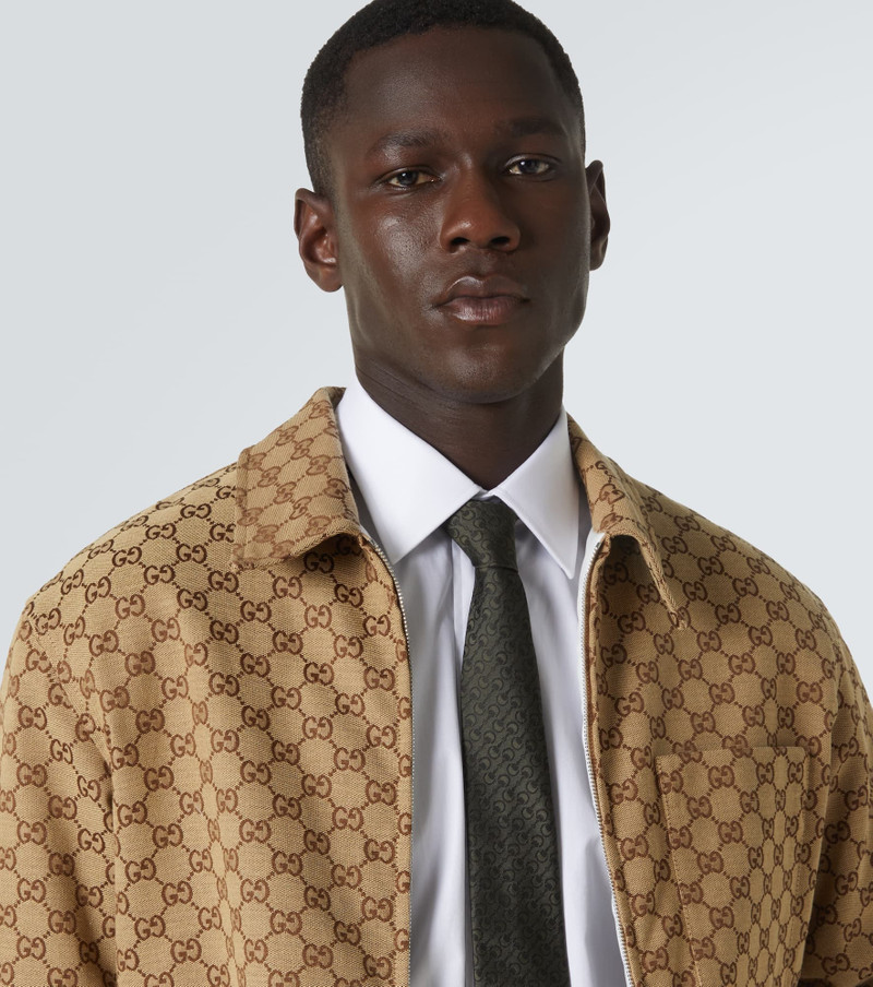 GUCCI Horsebit embroidered silk jacquard tie outlook
