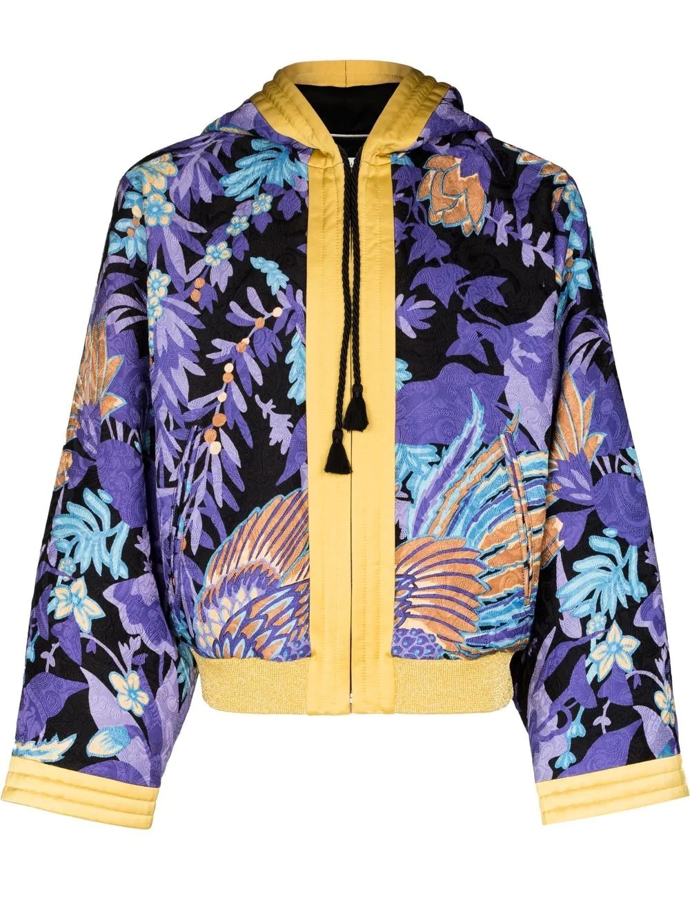 jacquard hooded bomber jacket - 1