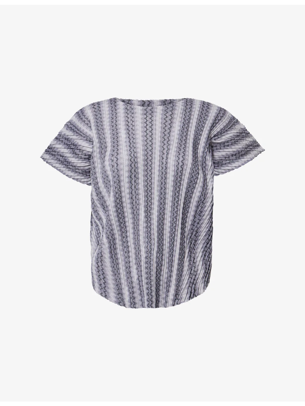 Zigzag Short-Sleeves Knitted Top - 1