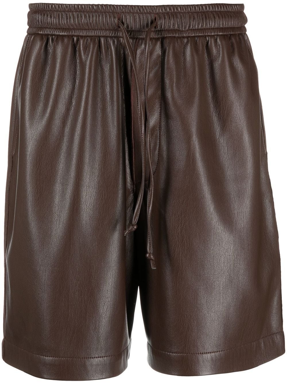 drawstring-waist faux-leather shorts - 1