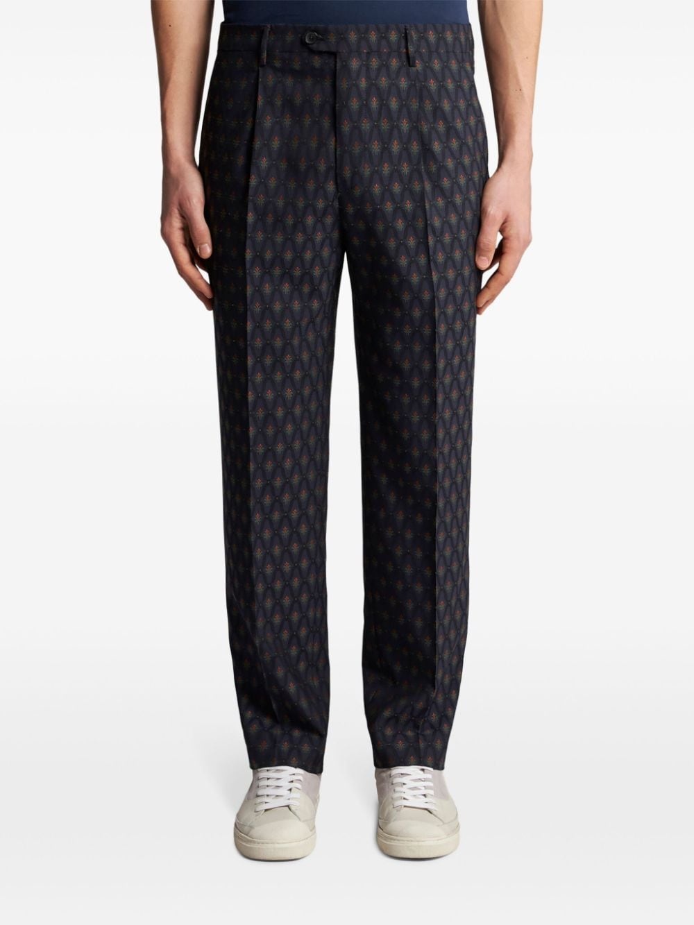 mid-rise jacquard tailored trousers - 3
