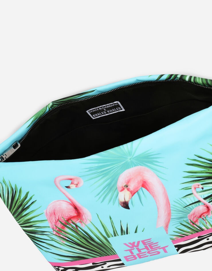 Flamingo-print nylon pouch - 5