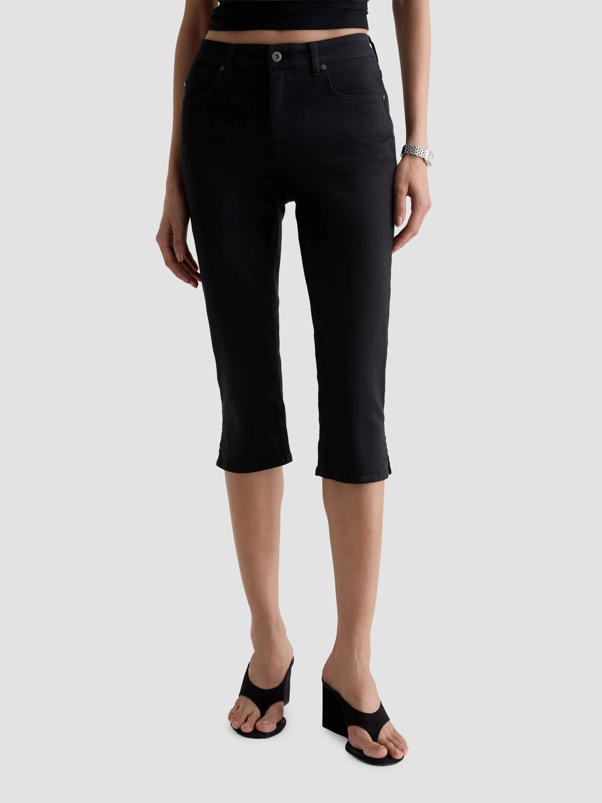 Women's Maisie Split-Cuff Capri Jeans - Super Black - 1