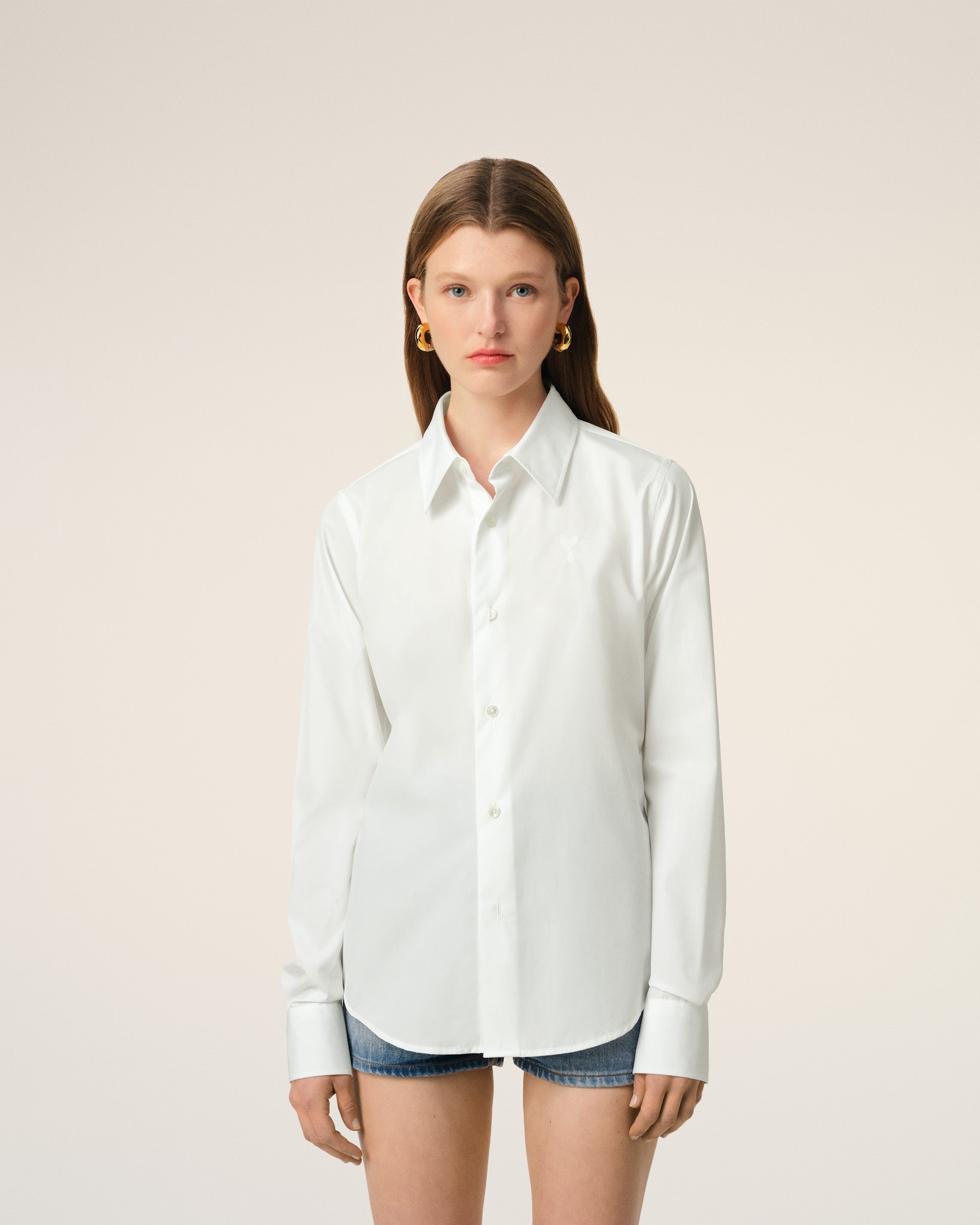 WHITE COTTON AMI DE COEUR CLASSIC SHIRT - 3