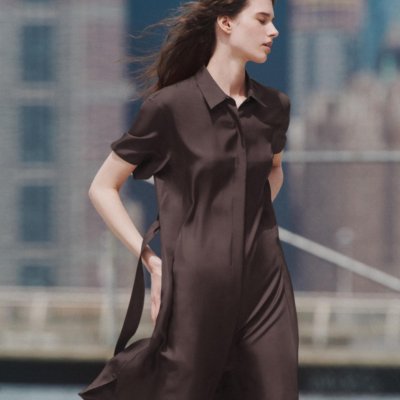 Belted Shirt Dress in Mod Silk Twill 5