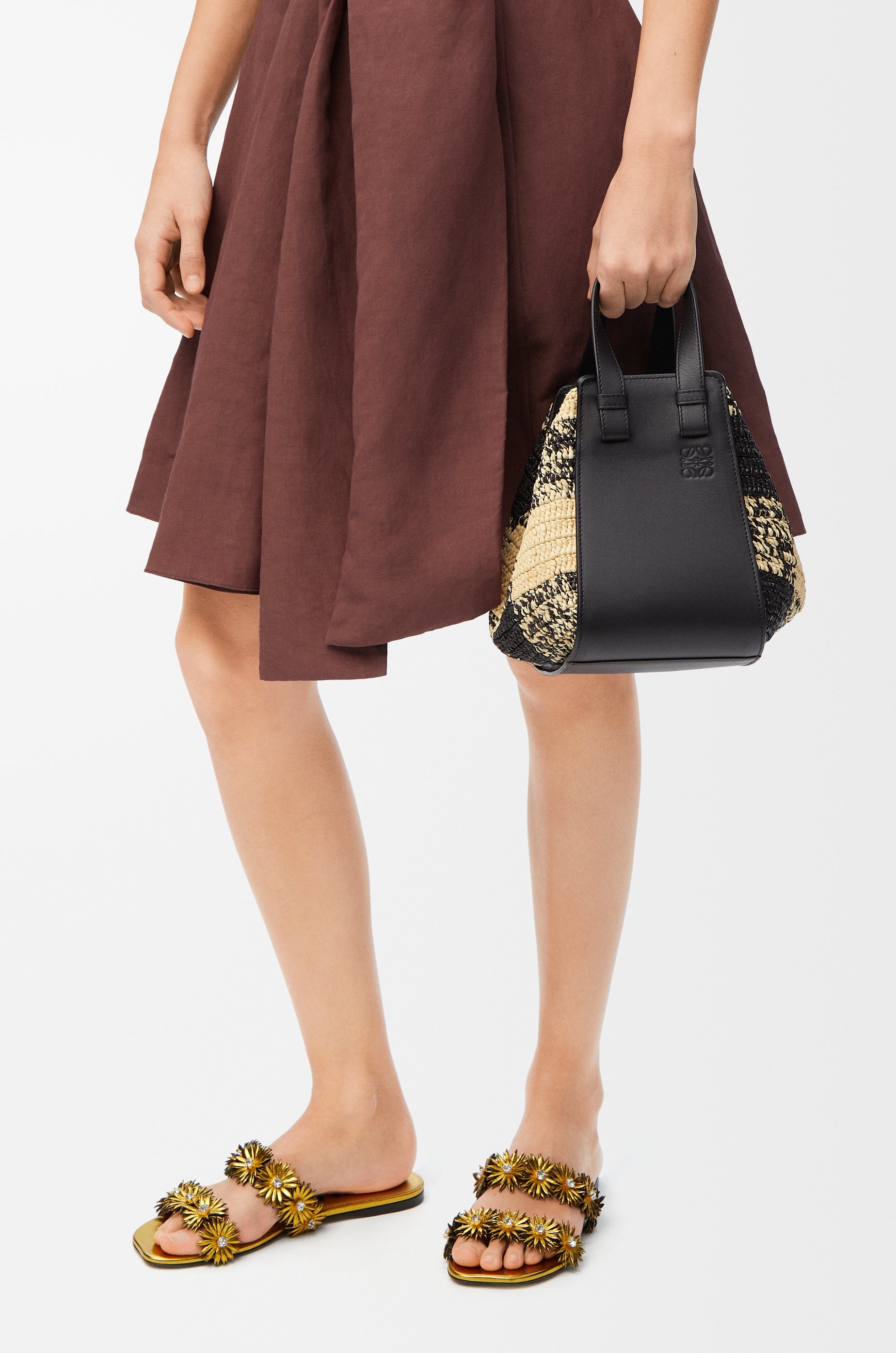 Compact Hammock bag in raffia and calfskin - 3