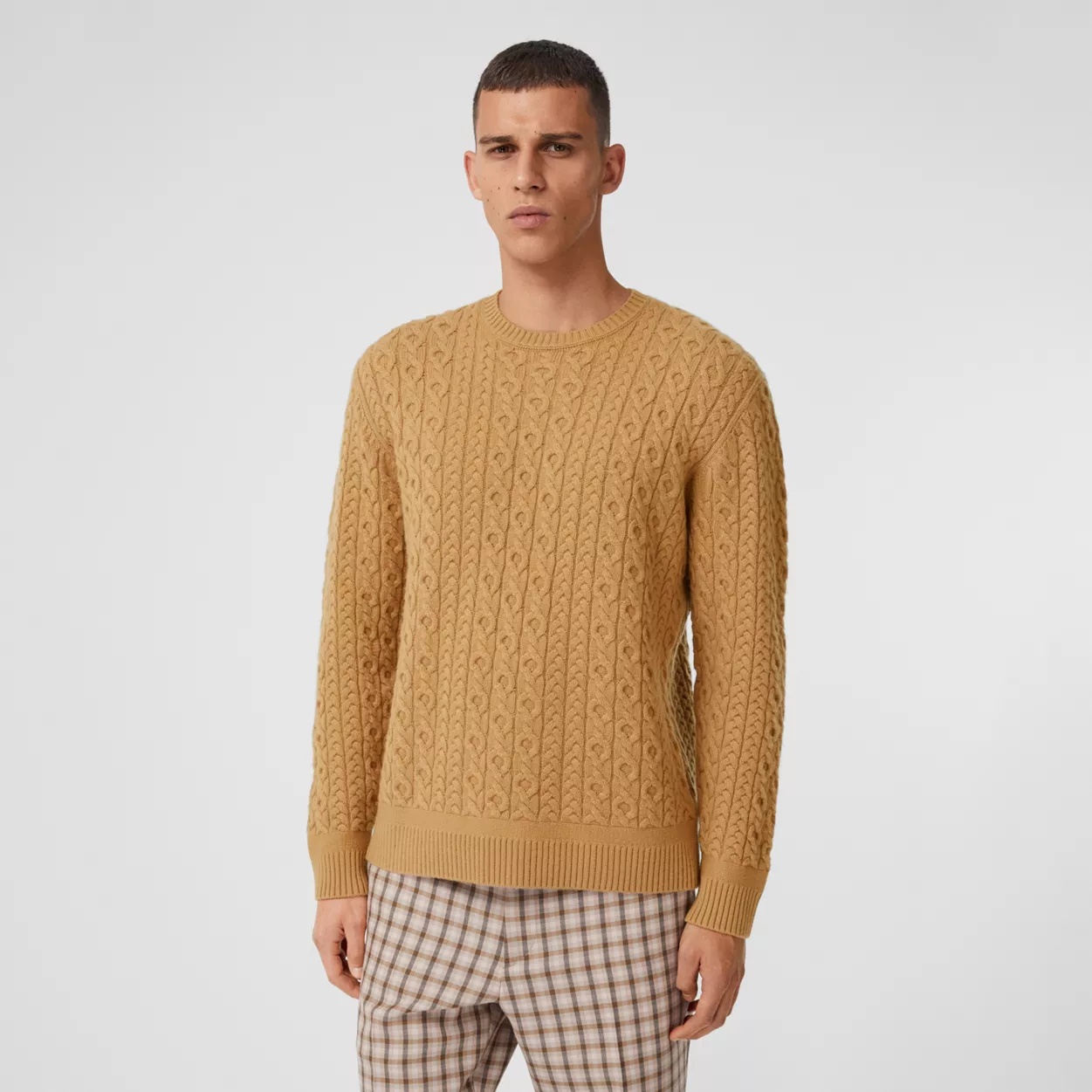 Cable Knit Wool Cashmere Sweater - 2