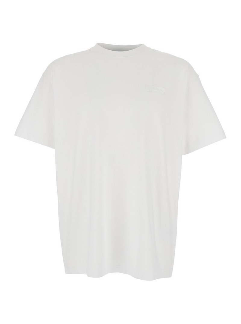 Givenchy Men White Crewneck T-Shirt With Logo Patch On The Front In Cotton Man - 1