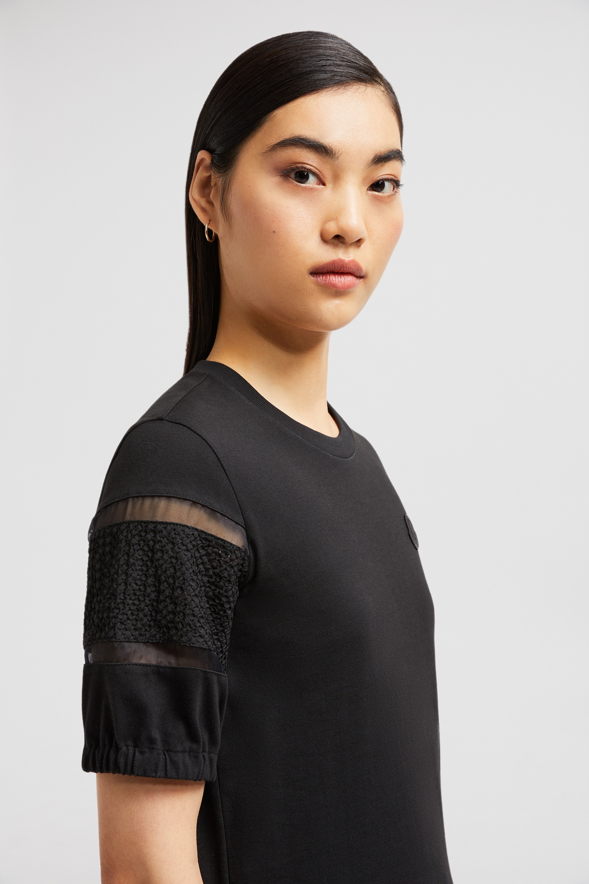 Silk Trim Cotton T-Shirt - 4