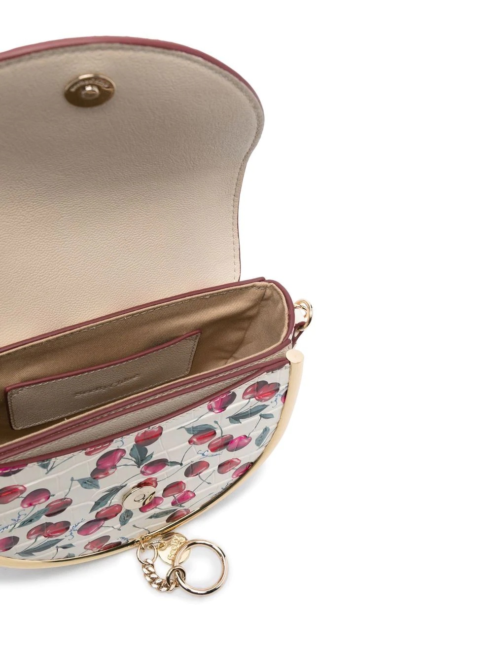 Mara cherry-print saddle crossbody bag - 5