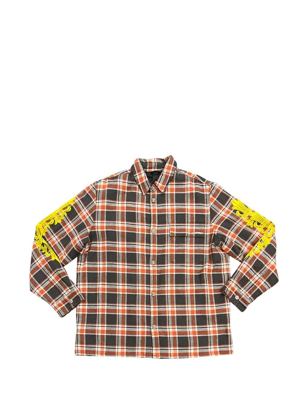 check embroidered flannel jacket - 1