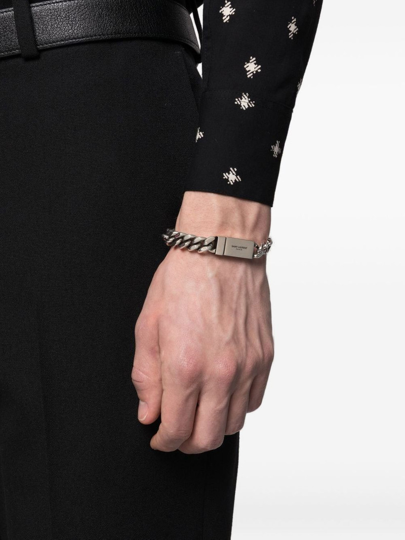 SAINT LAURENT engraved-logo chain-link bracelet outlook