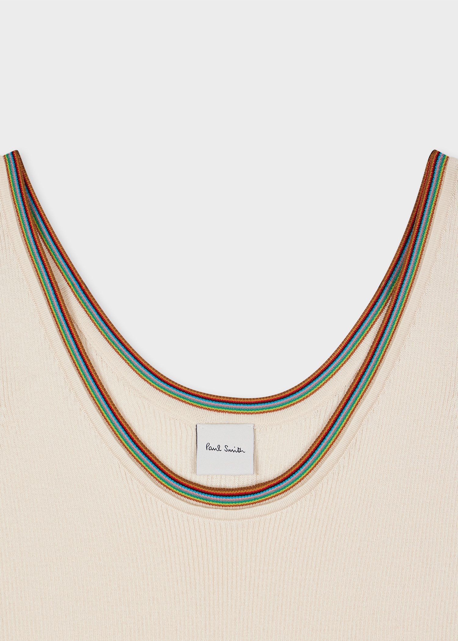 Women's Ecru 'Signature Stripe' Trim Knitted Vest - 2