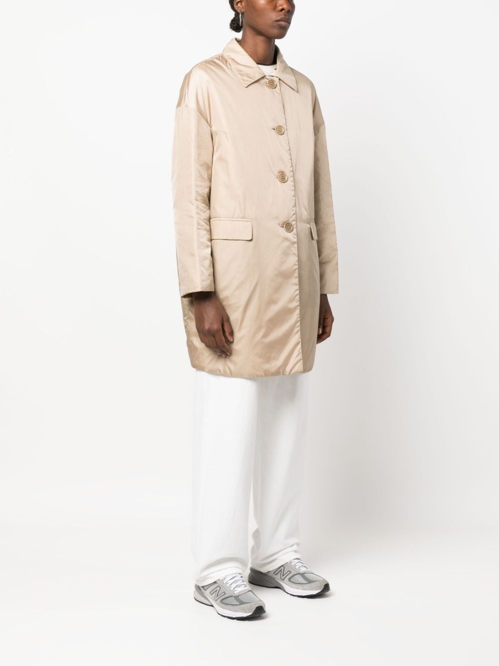 buttoned-up padded trench coat - 4