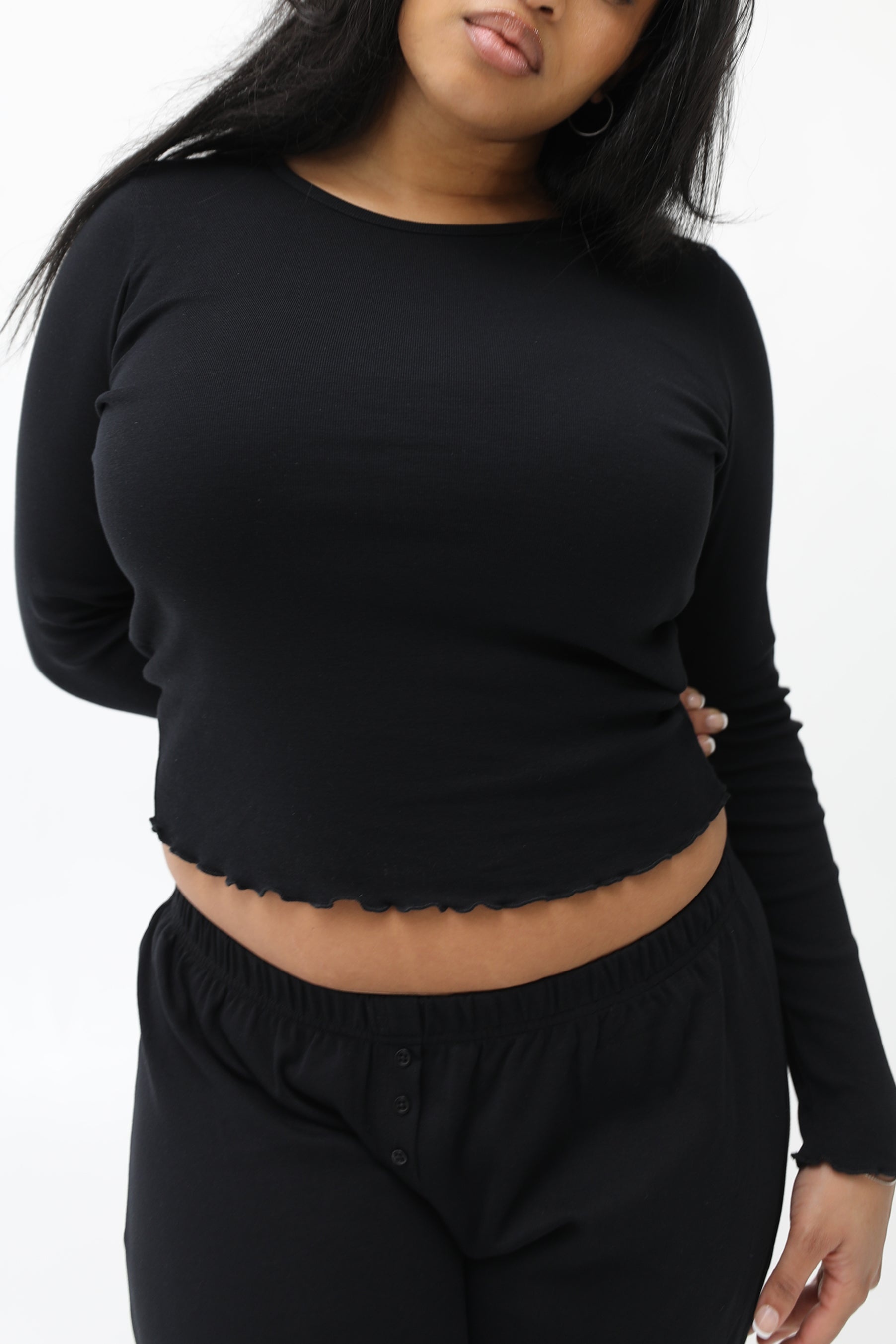 The Frilly Long Sleeve: Cotton Jersey Black - 5