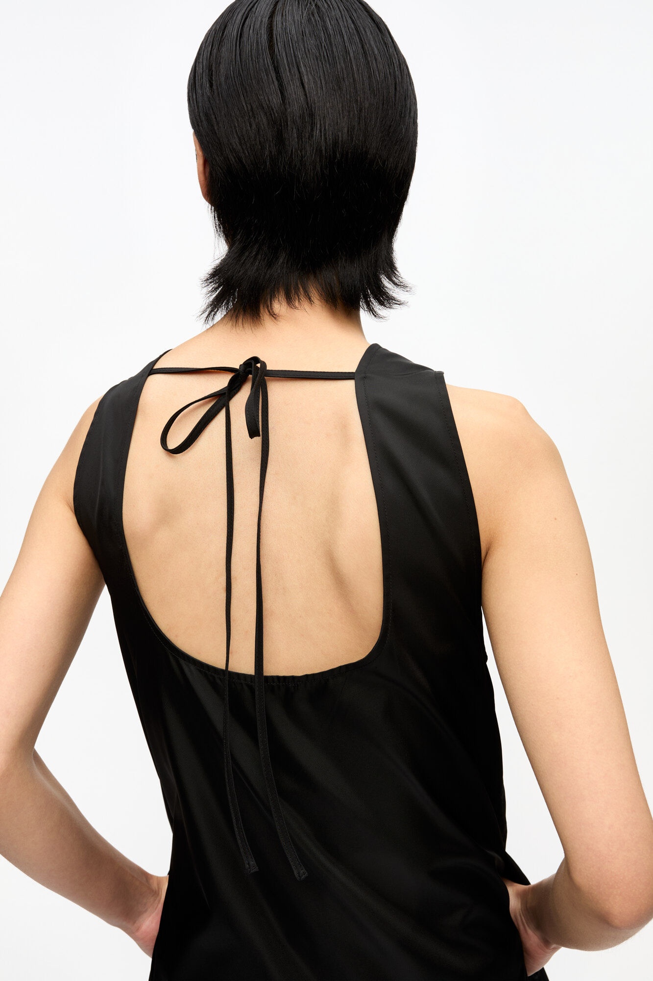 BLACK DUCHESSE NYLON MIDI DRESS - 4