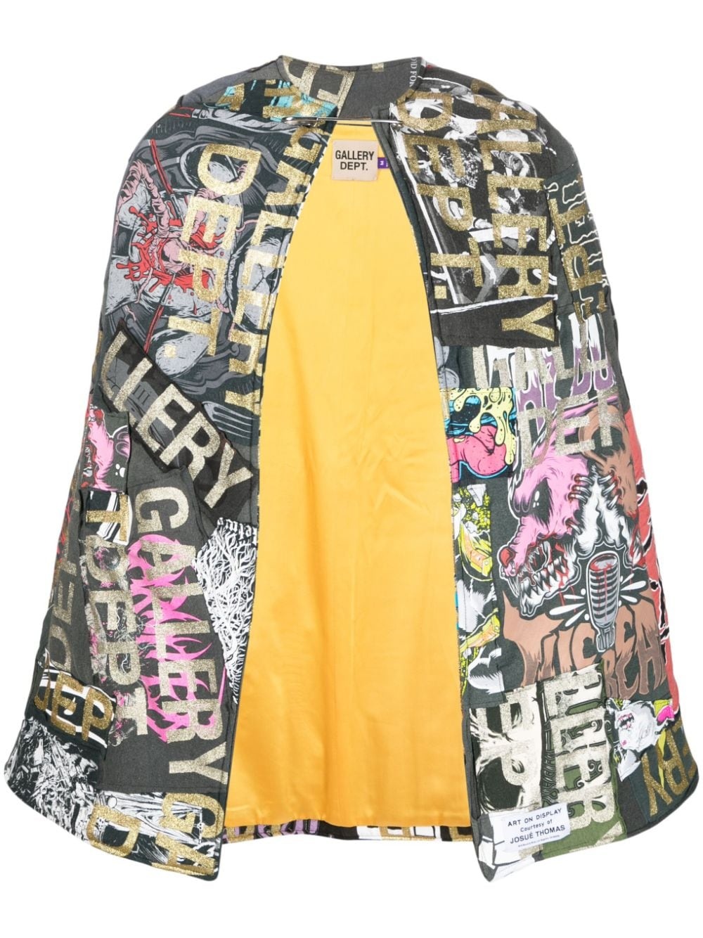logo-patchwork cotton cape - 1