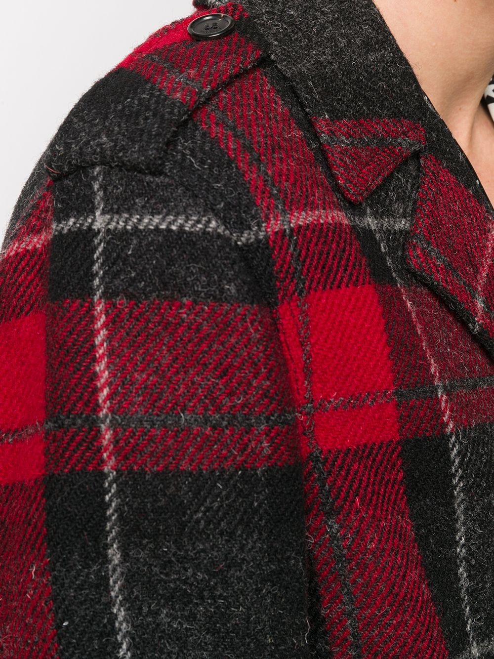 tartan single-breasted wool coat - 5