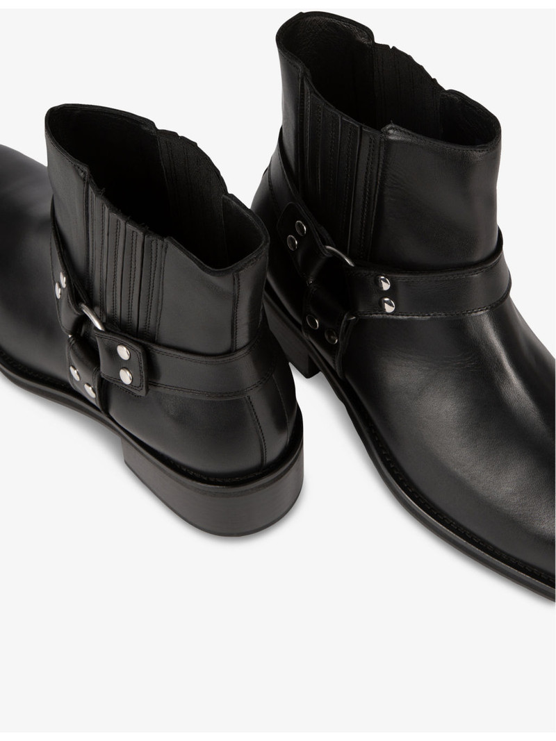 The Kooples Buckle-Embellished Leather Ankle Boots outlook