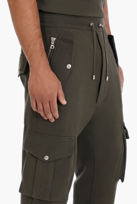 Khaki cotton cargo sweatpants - 8