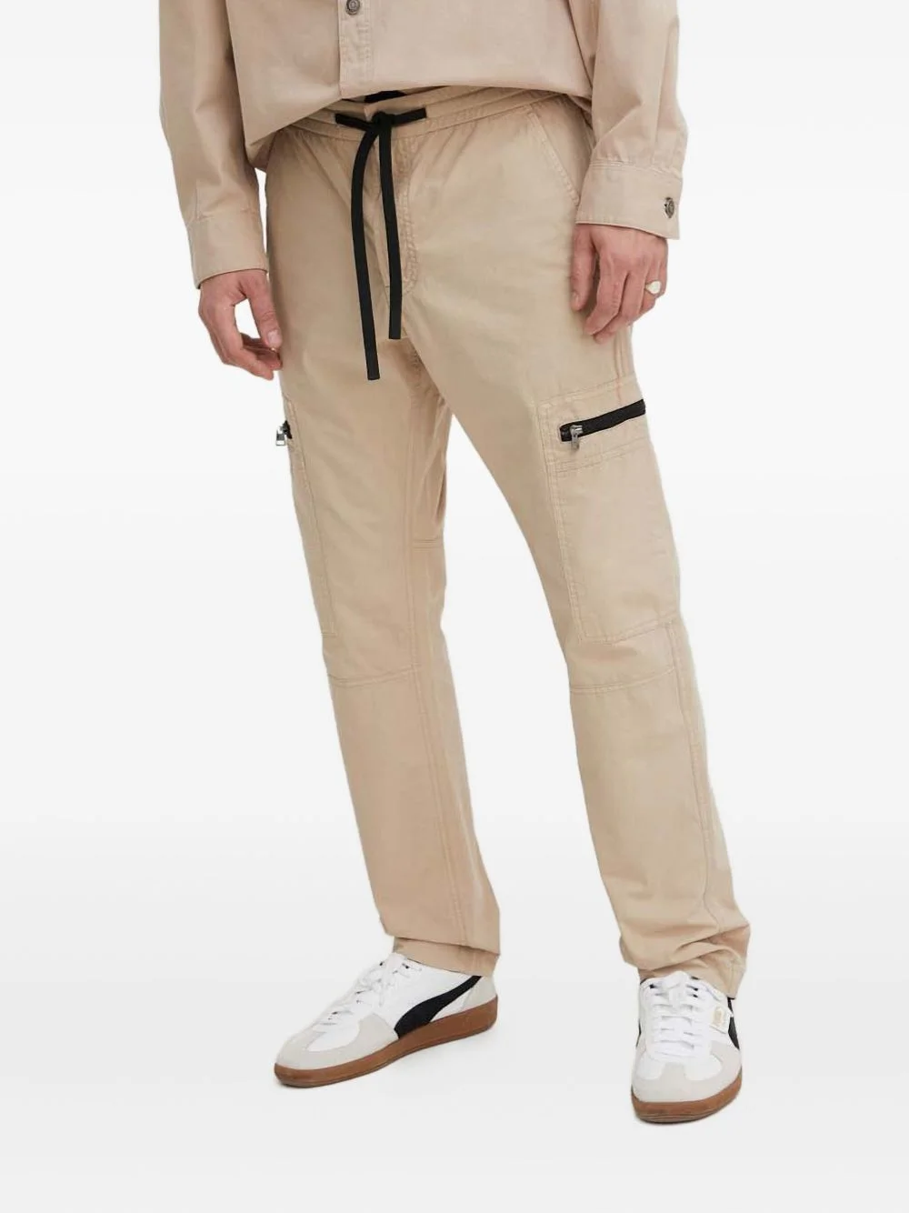 zip-pocket drawstring trousers - 1