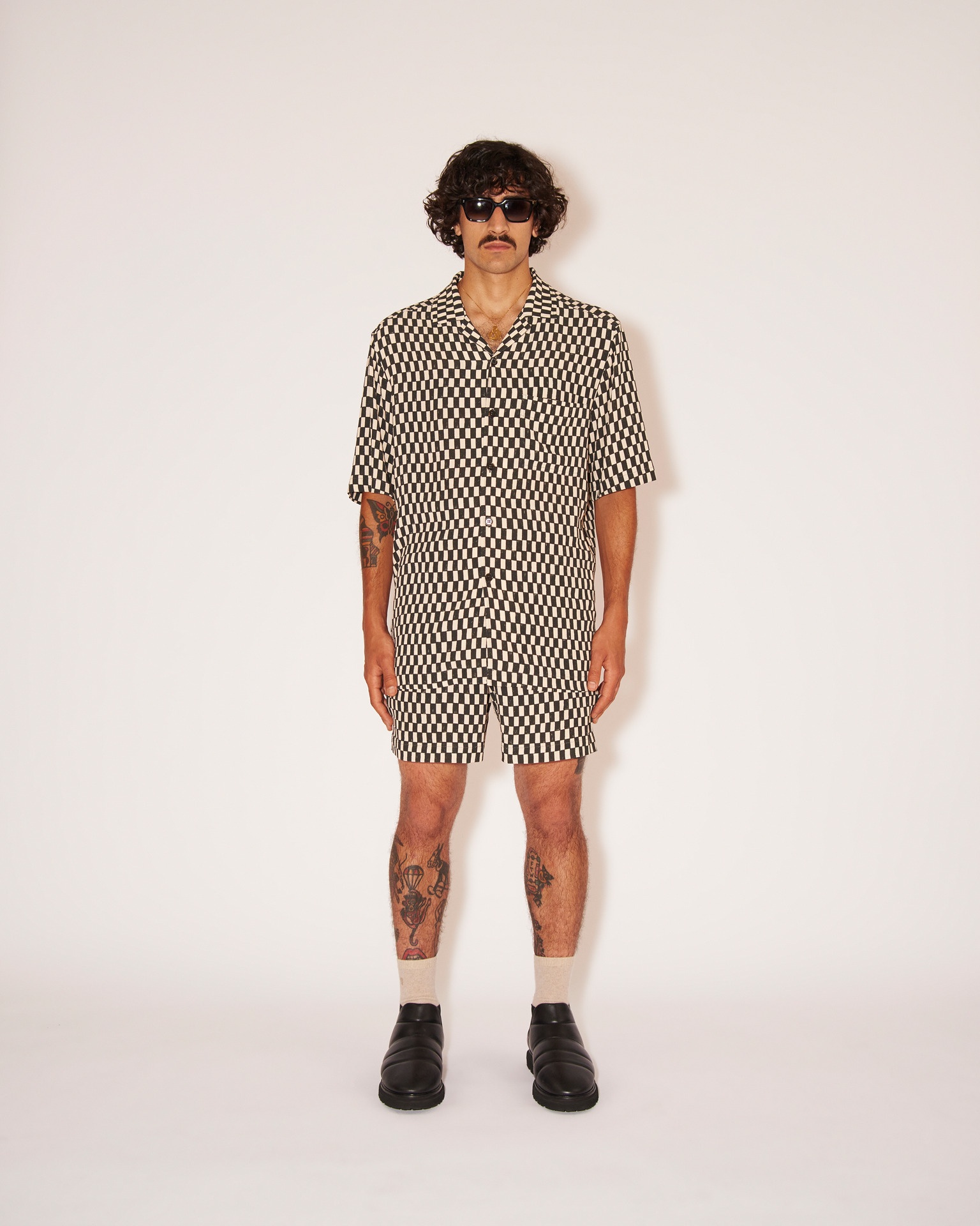 MAITHO - Cotton checkered shirt - Creme&black - 2