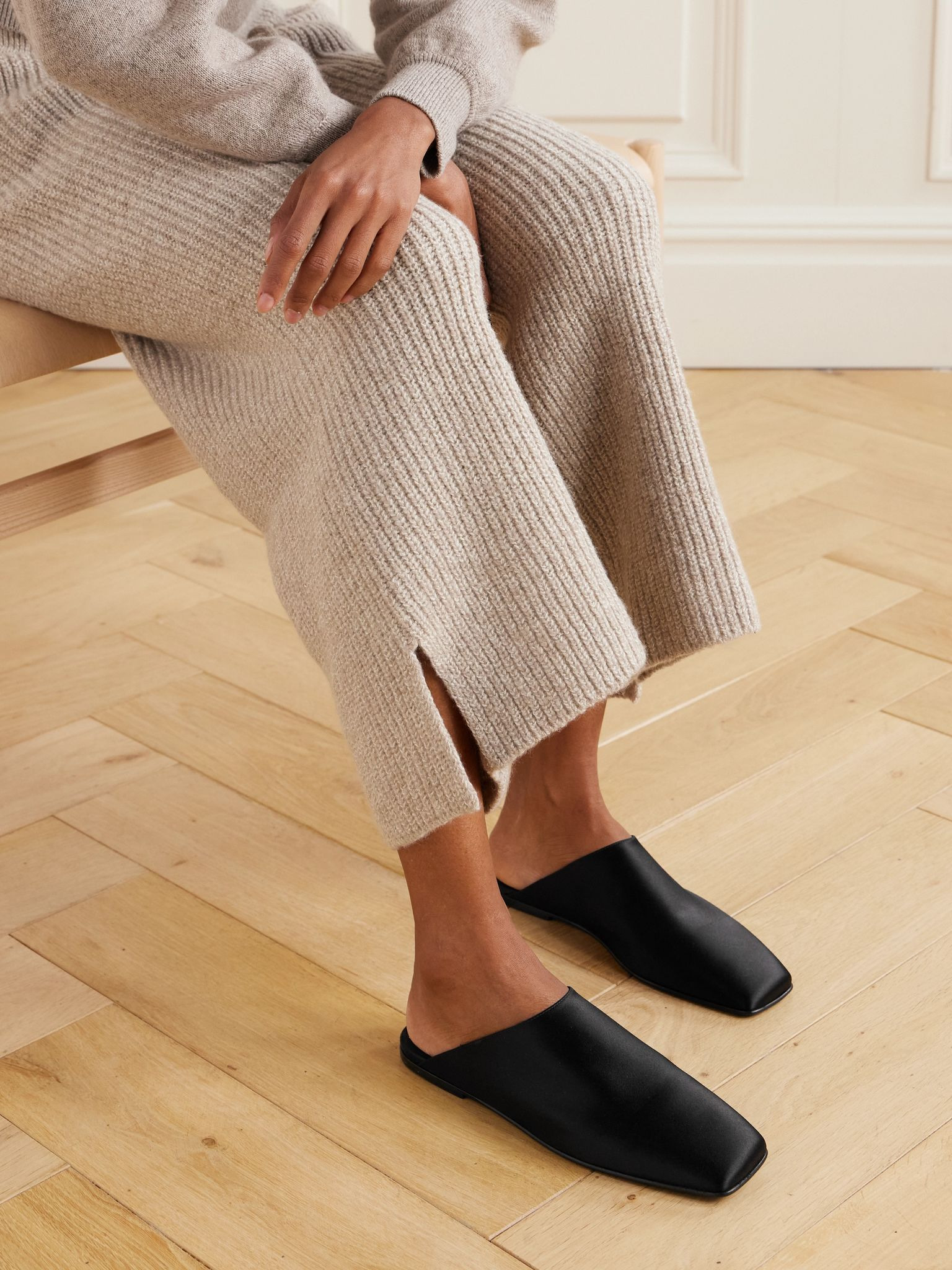 Alba satin slippers Black - 2
