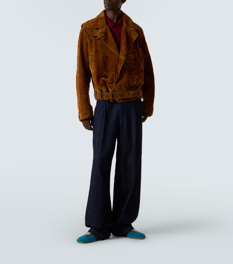 Dries Van Noten Leather-trimmed suede sneakers outlook