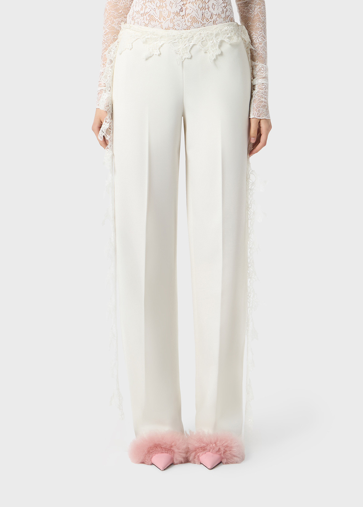 TWILL PANTS WITH SCALLOPED LACE - 3