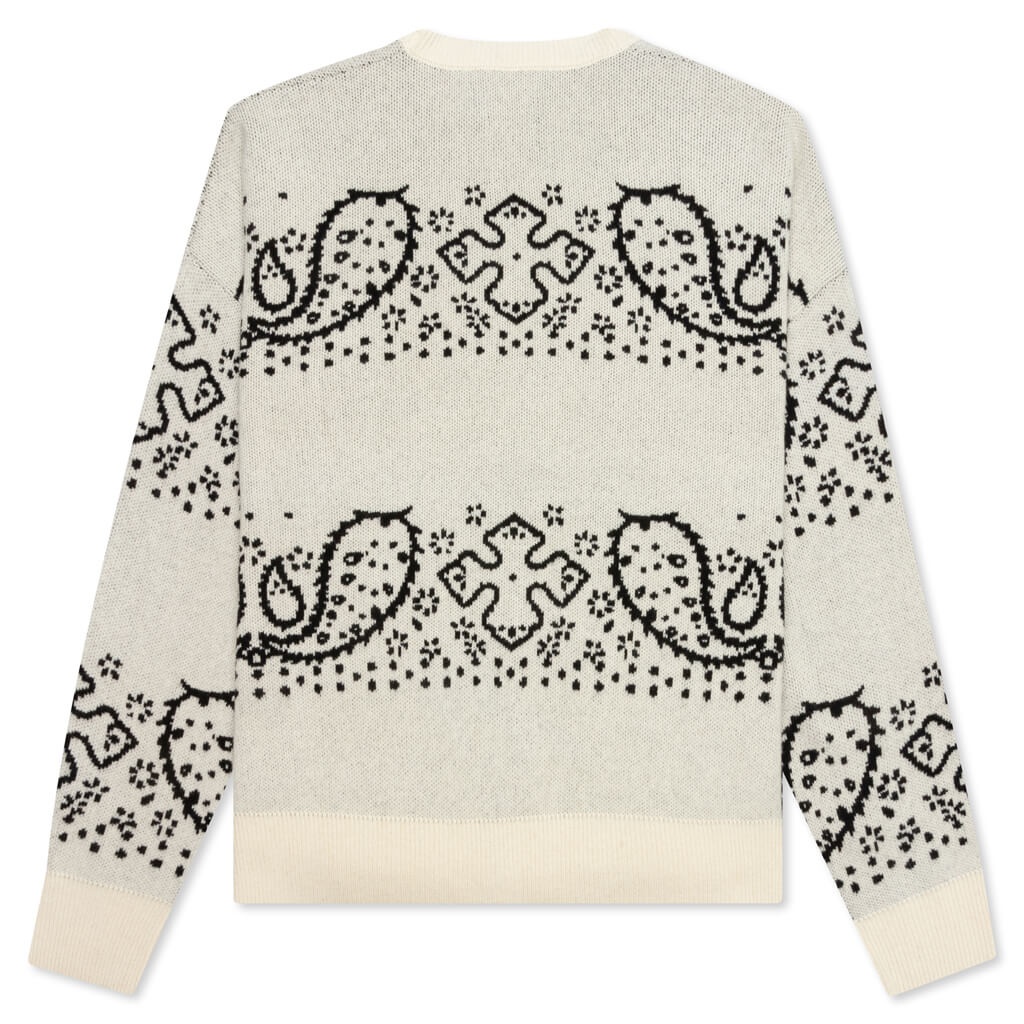 RHUDE BANDANA STRIPE CARDIGAN - CREME/BLACK - 2
