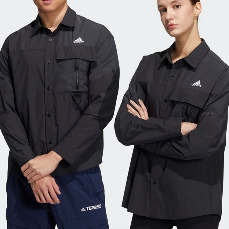 adidas Casual Sports Solid Color Breathable Long Sleeves Shirt Black H13776 - 2
