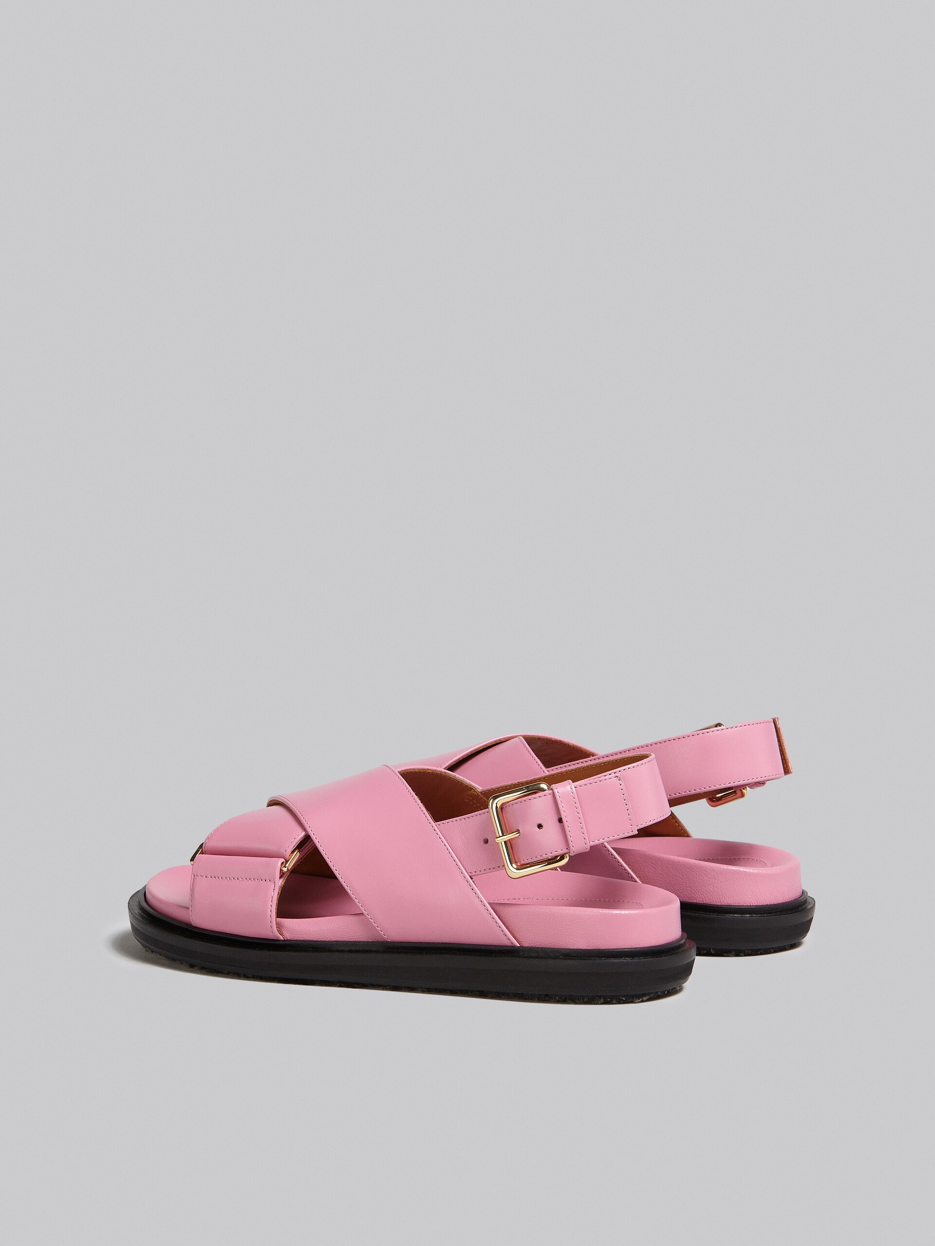 PINK LEATHER CRISS-CROSS SANDAL - 3