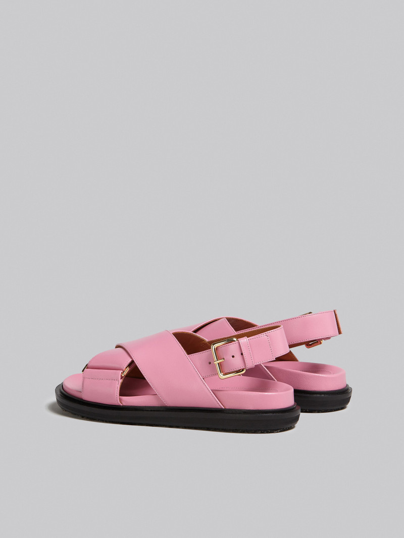 Marni PINK LEATHER CRISS-CROSS SANDAL outlook
