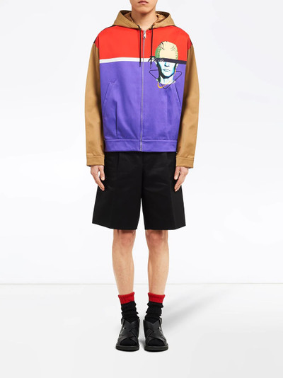 Prada graphic print hooded bomber jacket outlook